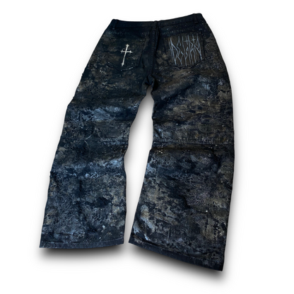 ‘BLACK-OUT DISTRESSED DENIM’ - 35 inch waist, 30 inch length