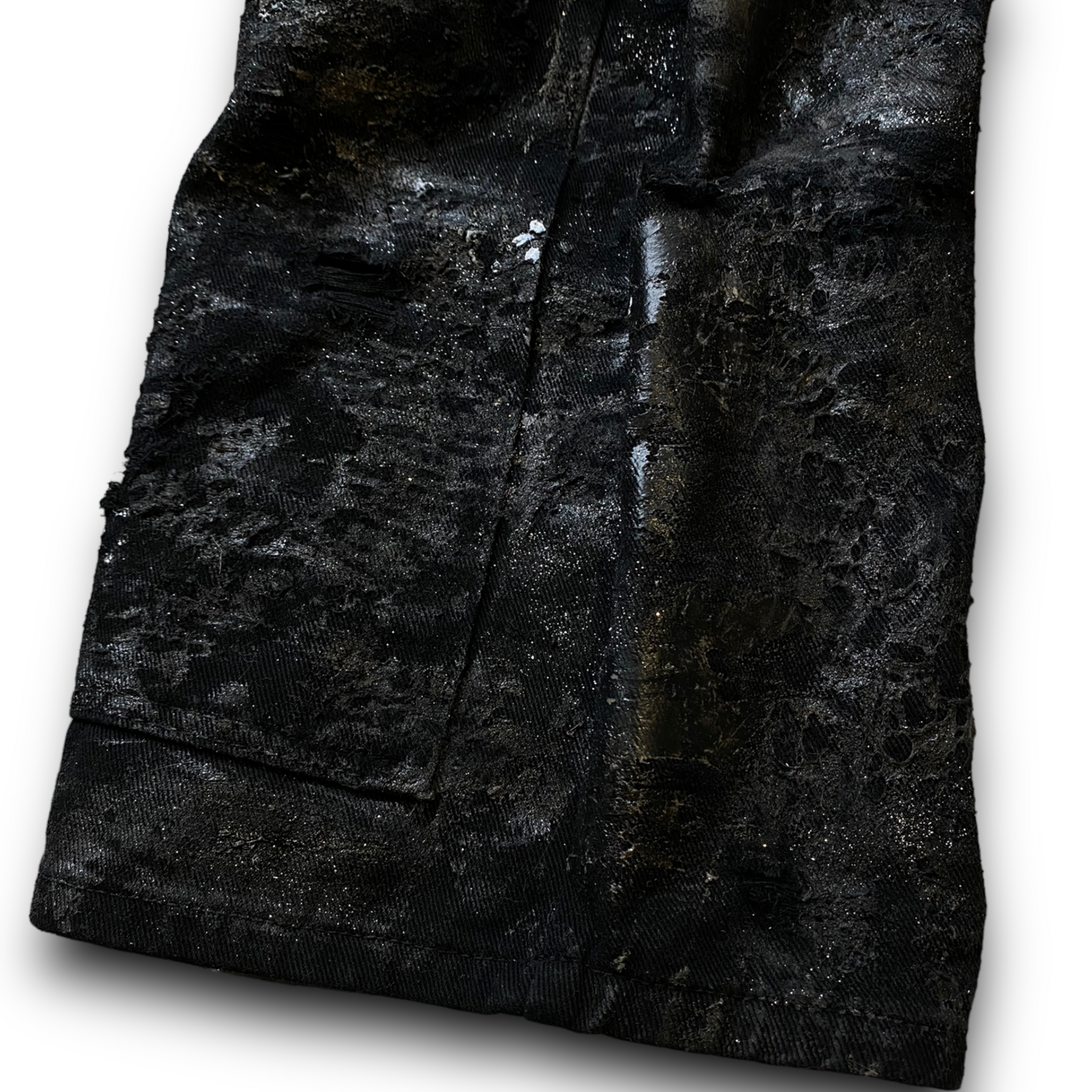 ‘BLACK-OUT DISTRESSED DENIM’ - 35 inch waist, 30 inch length