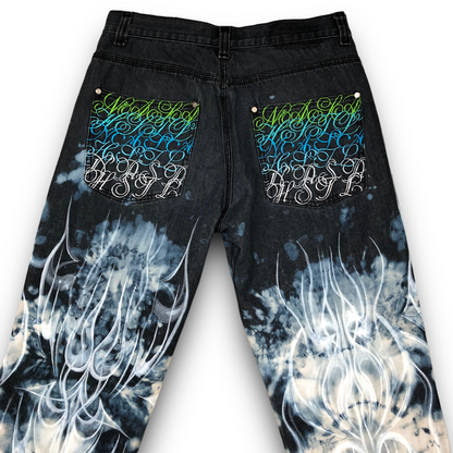 ‘Calligraphy Baggy Jeans ’- 34” Waist, 32” Length